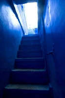 A blue staircase