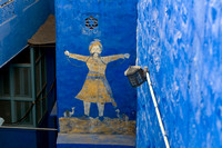 Wall painting on a blue house